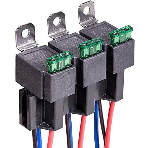 Image of Gebildet 3pcs 12V Fuse Relay Switch 12 AWG Harness Set with Built-in Diode- 30A ATO/ATC Blade Fuse, 4-Pin SPST Automotive Electrical Relays