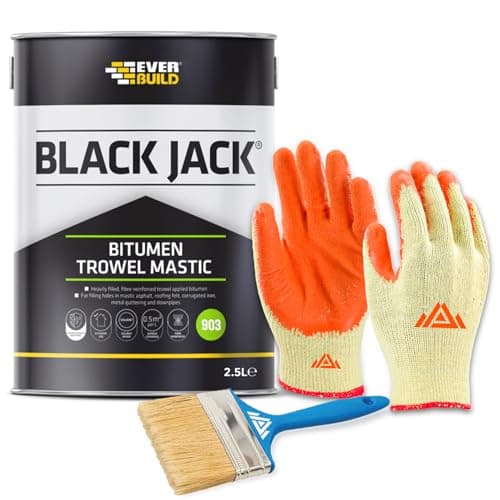 Image of Perfectonish 903 Bitumen Trowel Mastic Black Bituminous Compound Fibre Reinforced High Water & Rain Resistant For Waterproofing, Stopping, Bedding, Bonding and Roof Sealant (1-Litre)
