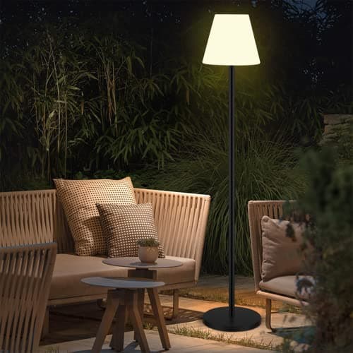 Image of Ecvivk Solar Floor Lamp Outdoor Lamps for Patio Waterproof,Rechargeable Cordless Floor Lamp with Light Sensor,Brightness Dimmable Warm White+RGB LED Outdoor Lamp for Lawn,Pool,Garden.