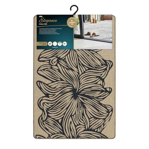 Image of JVL Elegance Machine Washable Entrance Doormat, 50x75cm - Flowers