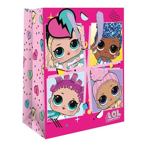 Image of LOL Surprise Pink Girls Gift Bag - Perfect for Birthday Presents for LOL Surprise Fans of all Ages, Gift Bag Size 33 x 26 x 13.5 cm, Pink & Blue