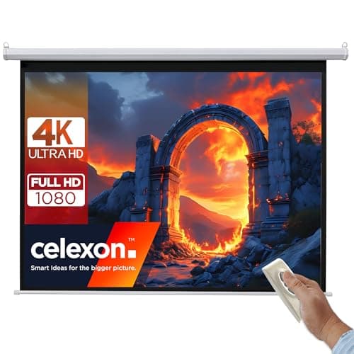 Image of celexon basic Electric screen 100" | 200x150 cm 4:3 | Electric full HD 4K projector screen for home cinema or office presentations | suitable for ceiling or wall mounting | incl. remote control
