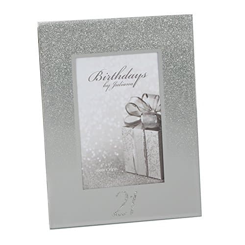Image of Milestones Glitter Mirror Frame 4" x 6" – 21st Birthday Keepsake Photo Frame, Silver Glitter Mirrored Display, Freestanding Memory Gift for Him or Her
