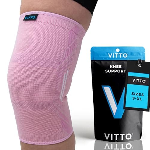 Image of VITTO Knee Support for Women & Men - Knee Brace for Meniscus Tear, Arthritis, Joint Pain, Ligament Injury - Knee Compression Sleeve for Running or Weight Lifting (M, Pink)