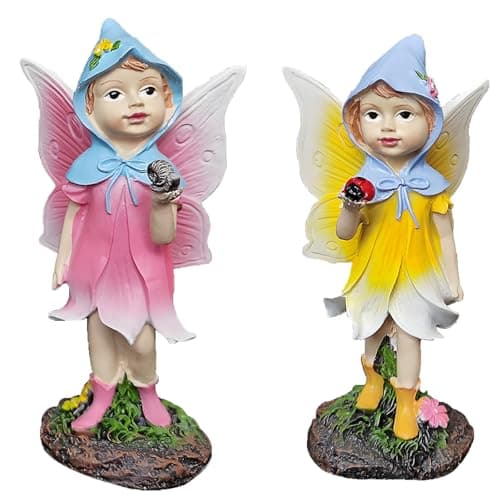 Image of MUAMAX Fairy Garden Fairies Figurines Set of 2 Flower Fairies Miniature Fairy Figurines Enchanted Ornaments for Fairy Garden Decorations Gifts