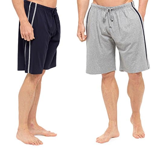 Image of Mens 2 Pack Jersey Lounge Shorts Pyjamas PJ Bottoms Nightwear Soft Cotton Blend (M, Navy)