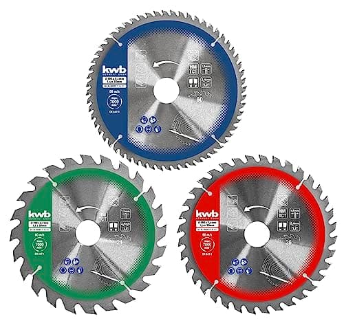 Image of kwb 190mm Circular Saw Blade Set 30/20/16mm Arbor, for Wood and Building Materials, with Reducing Rings