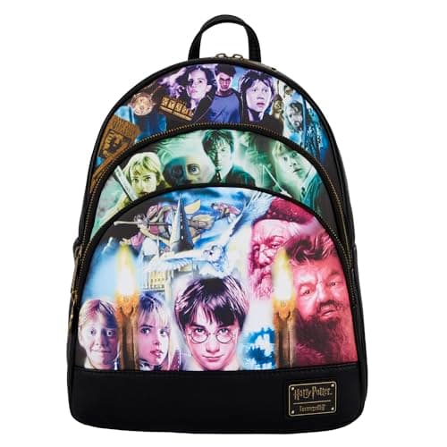 Image of Loungefly Harry Potter Trilogy Triple Pocket Womens Double Strap Shoulder Bag Purse