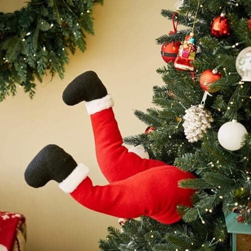 Image of Plush Santa Decoration for Christmas Tree, Santa Ornaments with Legs