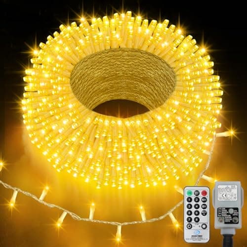 Image of echosari 400 LED Warm White Christmas Lights Mains Powered, Connectable 20m String Lights Plug in with Remote Timer Waterproof Christmas Tree Fairy Lights for Bedroom Party Xmas Tree