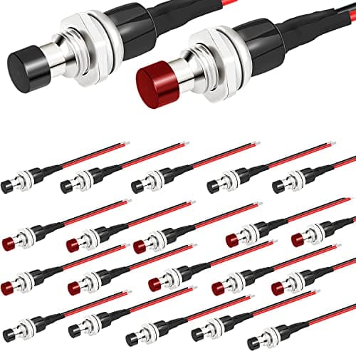 Image of RUNCCI-YUN 20pcs 7mm 3V-6V-12V-24V-230V/1A Prewired Mini Momentary Push Button,SPST Nomal Open ON/OFF 2 Pin Round Button for Model Railway Hobby Arduino DIY