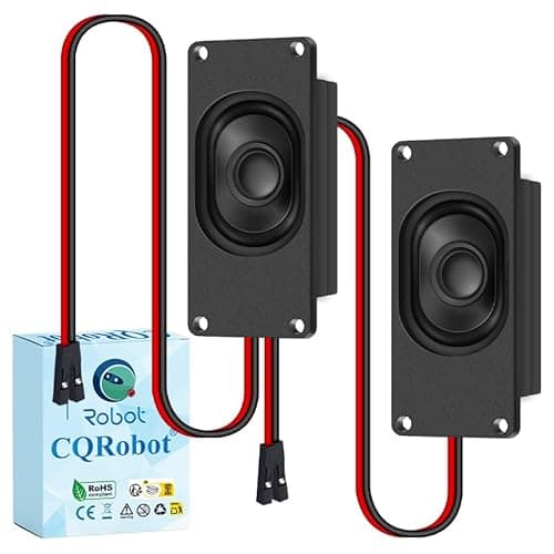 Image of CQRobot Miniature Loudspeaker 5 Watt 8 Ohm Passive Enclosed Audio/Woofer Speaker Compatible with Arduino Board. 2.54mm Dupont Interface, for a Variety of Small DIY Electronic Projects.