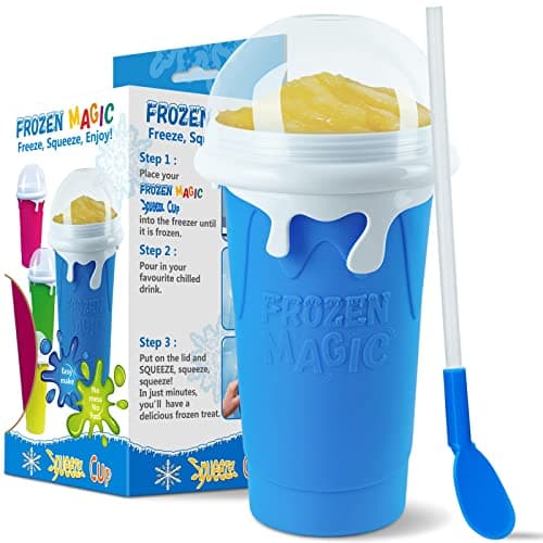 Image of Slushy Maker Cup 16.9 oz Slushy Squeeze Cup for Homemade Milkshake, Magic Slushy Maker Squeeze Cup, DIY Smoothie Maker for Kids (1 in Blue)