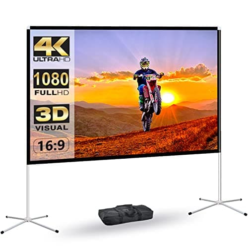 Image of AODIOU Portable 60" Projector Screen, 16:9, Wrinkle-Free, Lightweight, Aluminum & Polyester, Manual, Floor & Table Mount