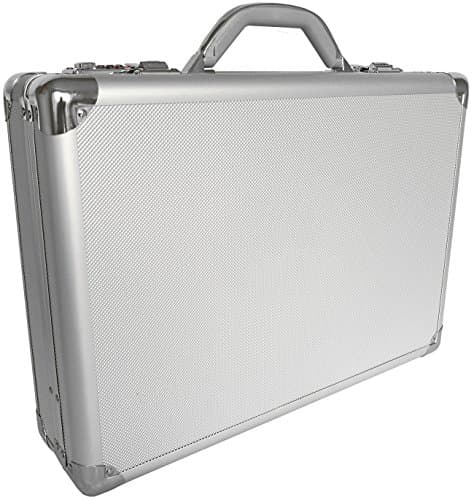 Image of Pro Aluminium Large Deep Executive Laptop Padded Briefcase Attache Case Silver