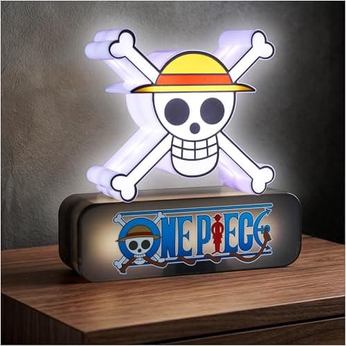 Image of One Piece 3D Night Light, Straw Hat Table Lamp with 3 Brightness Levels, White Coloured & Dual Powered LED Light for Bedroom & Desks, Manga Living Room & Bedroom Decor, Anime Gifts (Multi 3D Skull)