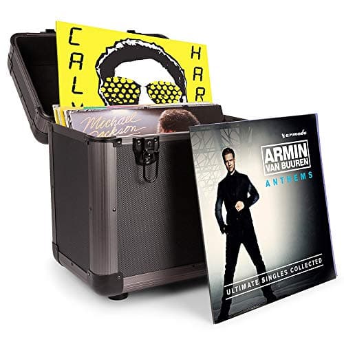 Image of EM RC 100 x 12 Inch LP Vinyl Record Case Storage Box DJ Album Collection Locking Carry Flightcase Grey