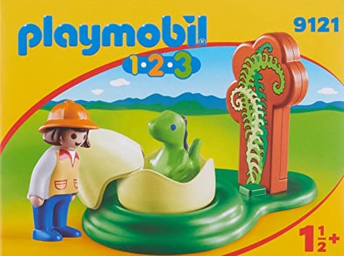 Image of PlayMOBIL 9121 1.2.3 Girl with Dino Egg, Fun Imaginative Role-Play, PlaySets Suitable for Children Ages 4+