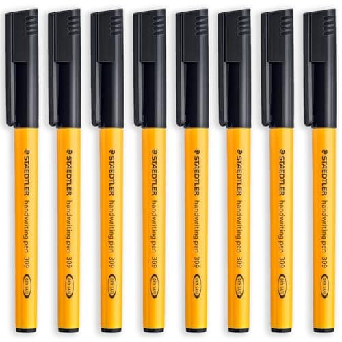 Image of STAEDTLER 309 Handwriting Pen - 0.6mm Nib - Home, School, Office, Work Stationery (Black, Pack of 8)