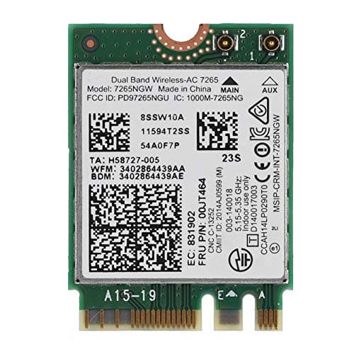 Image of ASHATA For Wireless-AC 7265 Network Adapter, Dual Band 2.4G/5Ghz Bluetooth WiFi Network Card with NGFF M2 Interface, 802.11 a/b/g/n/ac