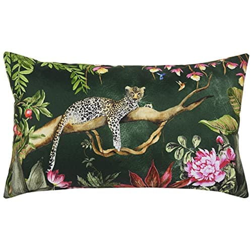 Image of Evans Lichfield Leopard Outdoor Polyester Filled Cushion, Forest, 30 x 50cm