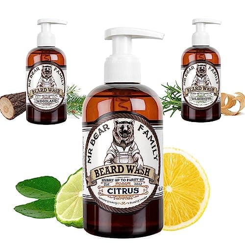 Image of Natural Beard Shampoo for Men – Revitalising Vegan Beard Wash Contains Anti Beard Itch Anti Beardruff Oat Extract + Soothing Witch Hazel + Vitamin E for Fuller, Healthier Beard Hair – Citrus 250ml
