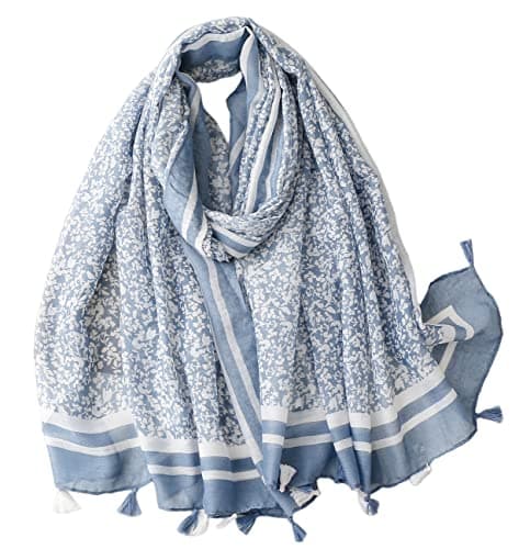 Image of FAIRYGATE Womens Scarves Blue Scarf Scarfs for Women for Summer Fall Winter Spring Plaid Warm Long Ladies Scarves Check Soft Shawl Wraps 18228