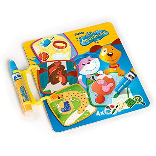 Image of Aquadoodle E73266 Activity Book, Official Tomy No Mess Colouring & Drawing Game, Water Drawing Game & Book, Magic Pen, Suitable for Toddlers and Children from 18 Months+