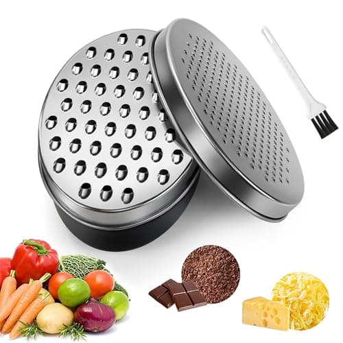 Image of Cheese Grater with Container, Graters for Kitchen with 2 Size Lid,Cheese Shredder,Vegetable Chopper,Ginger Shredder,Chocolate Grater (Black)