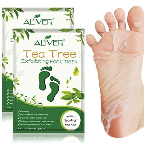 Image of IDUCEN Foot Mask 2 Pack, (Tea Tree) Foot Peel Mask Callus Remover, Exfoliating Peeling Calluses Dead Skin, Callus Remover Foot Mask, Baby Soft Smooth Touch Feet-Men Women Exfoliating Foot Mask