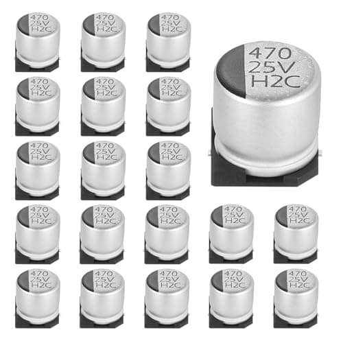 Image of sourcing map 470uF 25V Aluminum Electrolytic Capacitors, Low Impedance Surface Mount Device Electrolytic Capacitor for TV Computer Circuit Board DIY Electronic Projects, 10x10.5mm, 20pcs