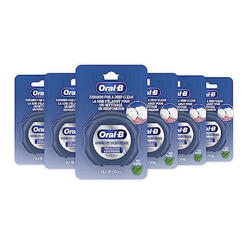 Image of Oral-B Expandable Dental Floss, Mint, Expands for A Deep Clean, (Pack of 6) (50M)
