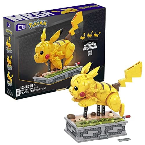 Image of MEGA Pokémon Action Figure, Motion Pikachu Pokemon, Building Toys for Kids and Adults, Collectible Character Model with 1095 Movable Pieces, Toy for Ages 12 and Up, HGC2, Jaune