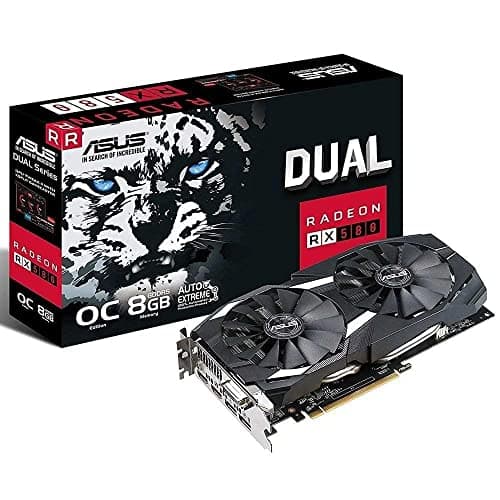 Image of ASUS DUAL-RX580-O8G Radeon RX 580 8 GB GDDR5 Graphics Card - Black