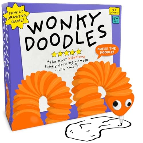 Image of Lucky Egg Wonky Doodles – Hilarious Drawing Games for Family Game Night & Parties – Family Board Games for Adults with Wonky Doodler, 150 Word Cards & Whiteboard – Fun Game for Groups Ages 8+
