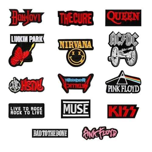 Image of Wellrun 14 Pcs Rock Band Iron on Patches,Sew On Embroidered DIY Patches for Clothing,Jackets,Jeans,Shirts,Bags,Shoes,Applique Repair Patche,Washable,Easy to Apply