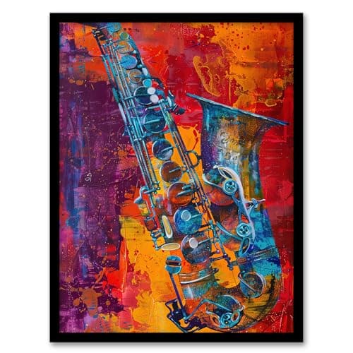 Image of Artery8 Acid Jazz Music Saxophone Abstract Painting Living Room Artwork Framed Wall Art Print 18X24 Inch