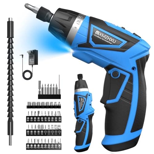 Image of Cordless Screwdriver 8V,10N·m Max Torque Electric Screwdriver Set,180° Rotating Handle,9+1 Torque Settings,2000mAh Battery,LED Light,47 Pcs Accessories for Home DIY & Furniture Assembly