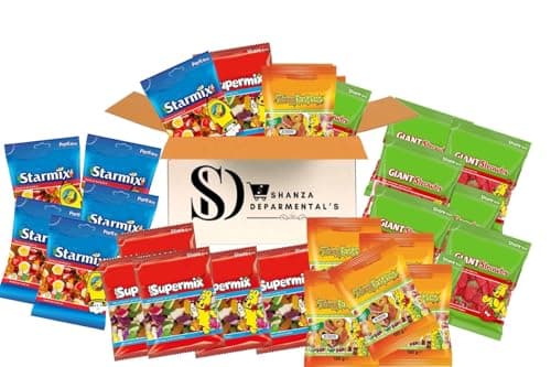 Image of Sweet Gummy Selection Box – 60 x 16g Mini Bags (15 x Starmix, 15 x Supermix, 15 x Giant Strawbs, 15 x Tangfastics) – Fruity & Fizzy Gummy Candy Multipack, Gift Set