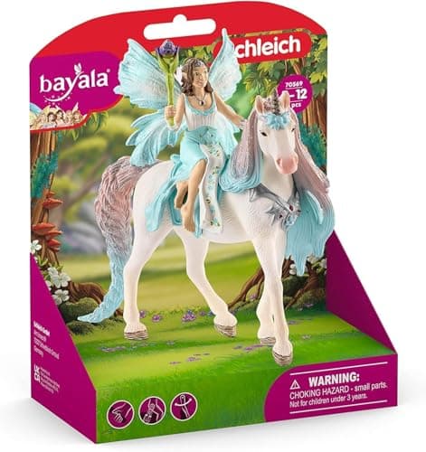 Image of SCHLEICH Bayala - 3PC Eyela Fairy Toy with Princess Unicorn Figurine - Fantasy Fairy Figurine with Magic Wand - Durable Pixie and Horse Toy for Imaginative Play - Girls and Boys 5-12 | 70569