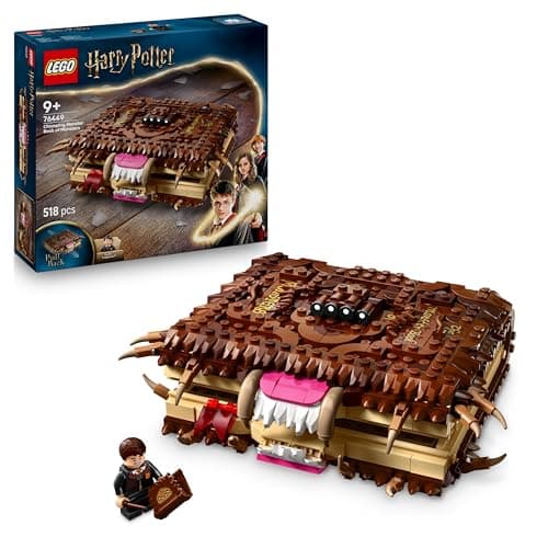 Image of LEGO Harry Potter Chomping Monster Book Of Monsters – Interactive Toy with Pull-Back Motor & Chomping Mouth – incl. Neville Longbottom Minifigure - Gift for 9+ Year Old Boys, Girls & Fans - 76449