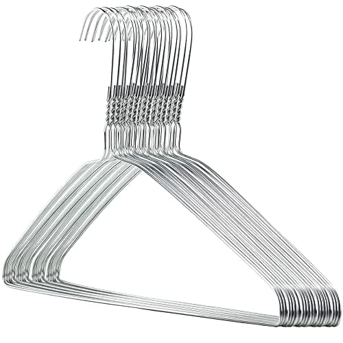 Image of HANGERWORLD 20 Strong 41cm Metal 13 Gauge Silver Galvanised Wire Clothes Garment Trouser Bar Hangers