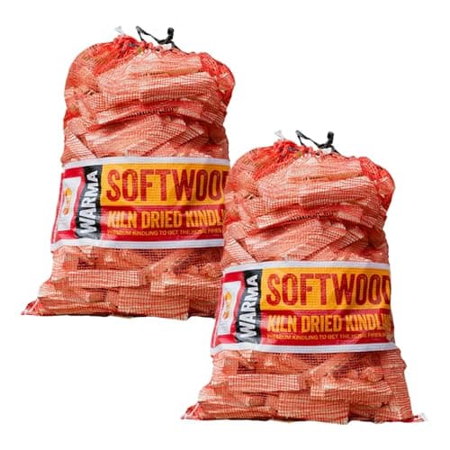 Image of Bulk 2 x 4kg Nets Quality Kindling Fire Starting Wood Kiln Dried 54L - Dried & Cut Easy Storage Netted Bags - Suitable for Burner Firepits Open Fires Stoves BBQs Pizza Ovens Barbecues Chimineas