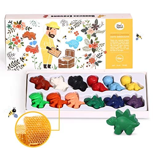 Image of Jar Melo Natural Beeswax Crayons for Toddler, Handmade, Non Toxic Bath Crayon,Safe Funny Gift for Kids,Art & Craft Supplier-Cute Dinosaurs(12 Pack)