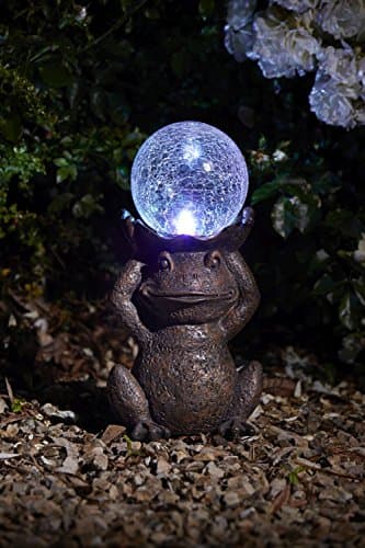 Image of Solar Powered Gazing Frog Decorative Garden Ornament