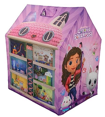 Image of Gabby's Dollhouse Kids' Play Tent | Officially Licensed Design for Imaginative Indoor & Outdoor Pink Play Story Teepee Den Hideaway | Age 2+