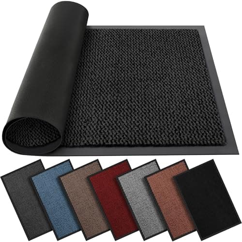 Image of BLADO Washable Door Mats Indoor & Outdoor - Non-Slippery Heavy Duty - Stylish & Large Rubber - Perfect Dust Grabbing Doormats (Anthracite, 40cm x 60cm)