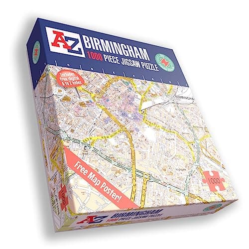 Image of Great Britain A-Z Map of Birmingham 1000 Piece Jigsaw Puzzle – Exclusive Street Map – Includes Guide Print & City Index – Nostalgic Gift Mapping Fun for Adults