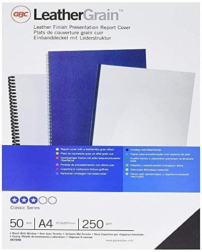 Image of GBC LeatherGrain Binding Covers 250 gsm A4 - Pack of 50, Blue