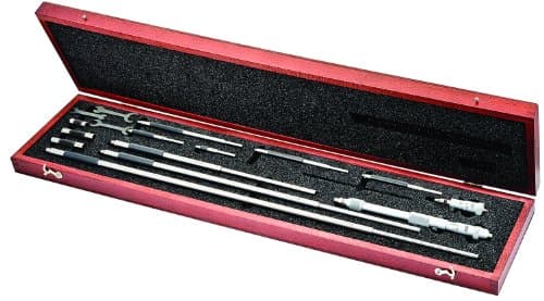 Image of Starrett 124MDZ Solid-Rod Vernier Inside Micrometer Set, 50-800 mm Range, 0.01 mm Graduation, +/-0.003" Accuracy, With Case
